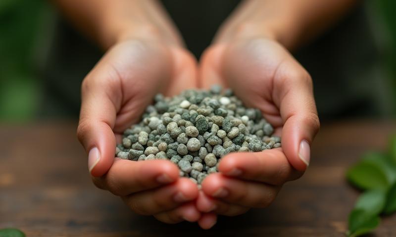 Eco-conscious materials, hands holding recycled plastic pellets